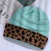 Womens Unisex Knit  Winter Thick Leopard Fleece Lined  Warm Hats
