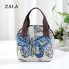 Сумка с вышивкой бабочки и верхней ручкой, маленькая сумочка для хранения телефона, женская сумка на плечо с этническим принтом, парусиновая сумка на молнии