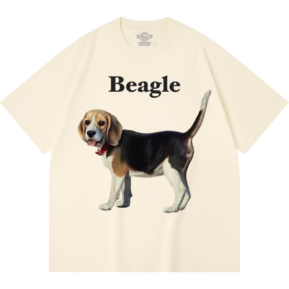 Футболка из 100% хлопка плотностью 230 г/м2 с принтом бигля, забавная футболка из чесаного хлопка в стиле Харадзюку