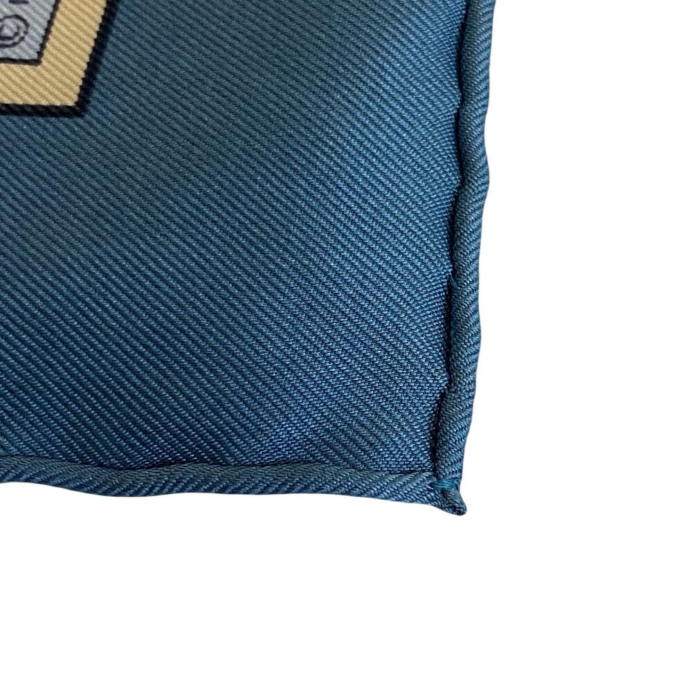 Hermes Шелковый платок-каре 45 см, синий шелк, женский, б/у, Journey to Niger Silk silk Carre 45