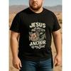 Европейские размеры Стиль потертый якорь и цветок Мужская футболка с принтом, короткий рукав, модный топ на весну, лето, осень и зиму