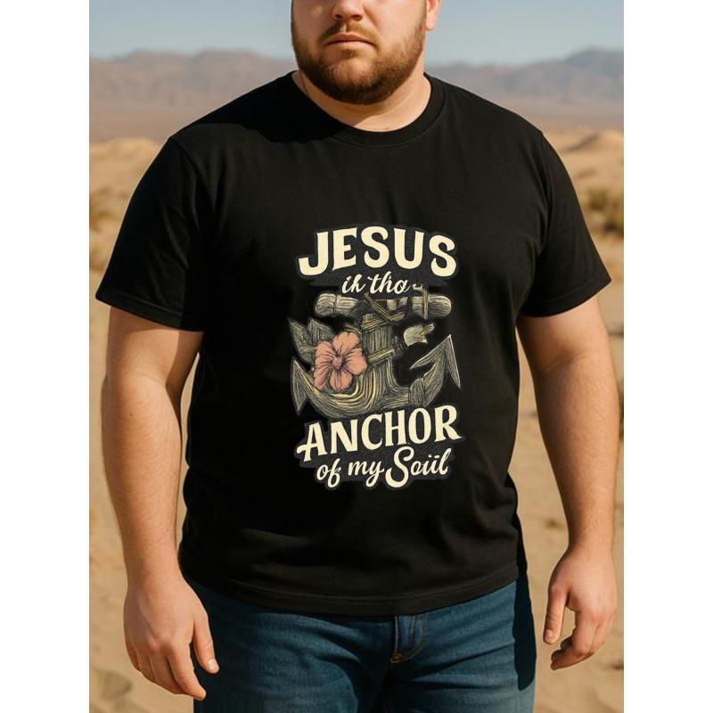 Европейские размеры Стиль потертый якорь и цветок Мужская футболка с принтом, короткий рукав, модный топ на весну, лето, осень и зиму