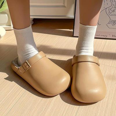 Женские и мужские хлопковые тапочки на толстой подошве 2025: Водонепроницаемые, с плюшевой подкладкой, нескользящие, для ношения в помещении и на улице осенью и зимой