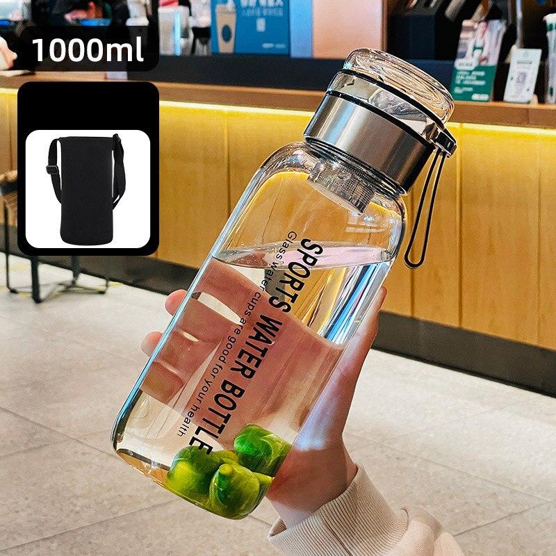 2л стеклянная бутылка с ремешком для бутылки с водой, портативные спортивные бутылки с водой, герметичная посуда для путешествий на открытом воздухе, модная стеклянная бутылка с заварочным устройством