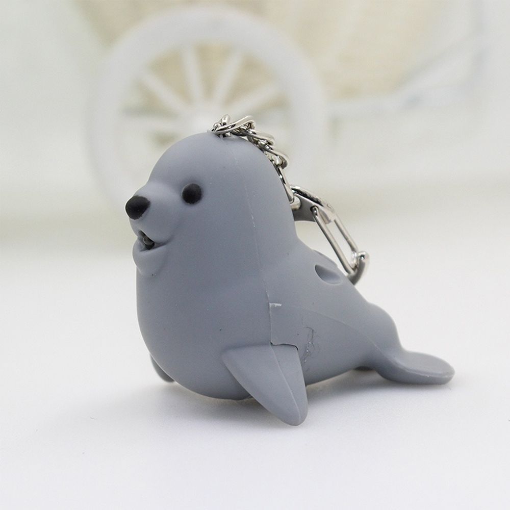 Cute Sea Lion Shape Vocal Key Ring Luminous Key Chain LED Light