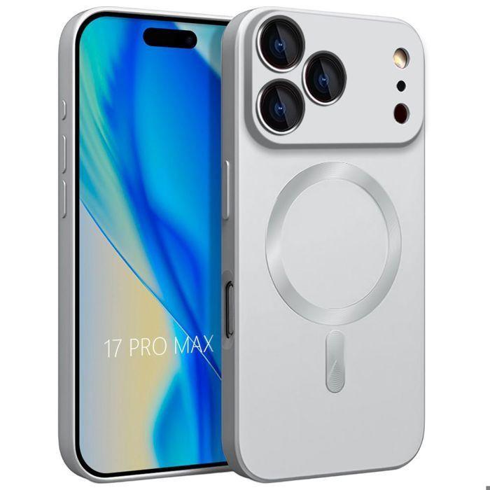 Coque de Téléphone - E.F.Connection - pour iPhone 17 Pro Max - Silicone avec Anneau Magnétique Argenté