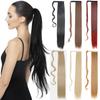 Long Straight Ponytail Clip In Hair Extension 34 Inch Wrap Around Hairpiece for Women Black Blonde Fiber Horsetail