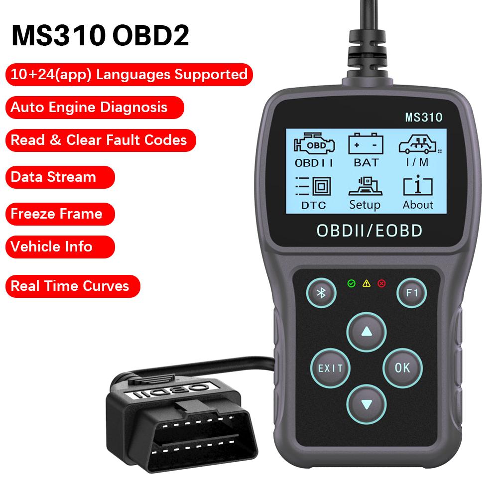 Автомобильный OBD2 сканер кодов Мультиязычный OBDII сканер Сброс/Удаление кодов MS310 Автомобильный диагностический сканер Работает для Автомобилей