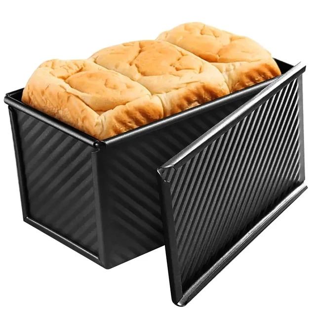 Kitchen Mold Cake Bread Pan with Lid Non-stick Bread Pan Rectangular Aluminized Steel Durable Bread Cake Toast Box Mold