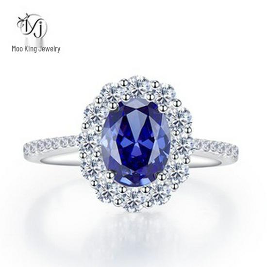 Mooijing S925 Silver Rock Candy Ring with 9x12mm Rectangular White Diamond - Trendy European & American Style