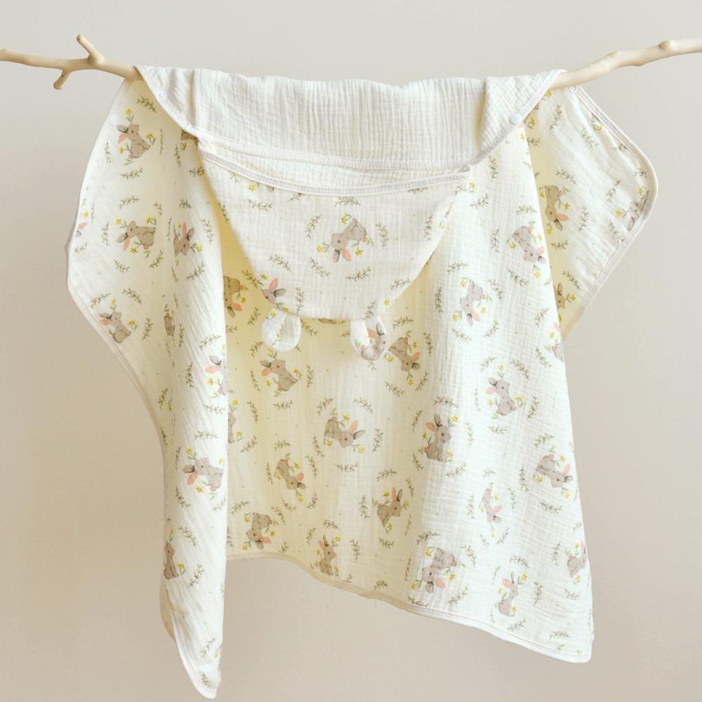 Soft Texture Infant Hooded Towel Wrap Blanket Bear Printed Baby Swaddle Cloth  Baby Wrapping