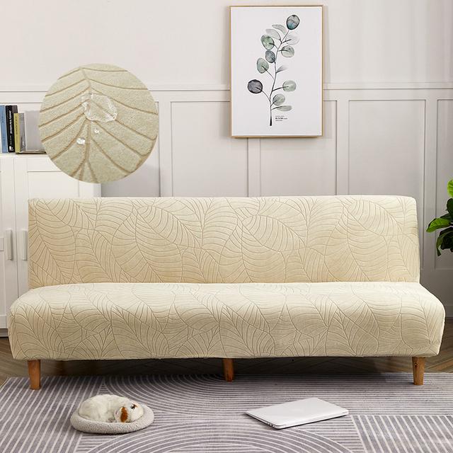Waterproof Sofa Bed Cover Armless Folding Sofa Bench Solid Stretch High Elastic Thick Sofa Cover Without Armrest Universal Size