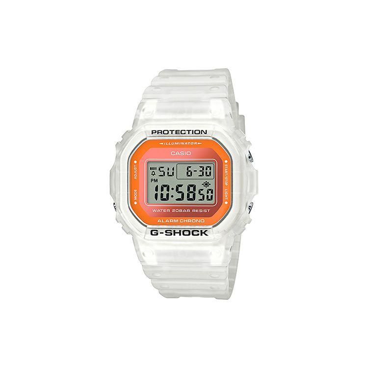 G-Shock Летние цвета мороженого Полупрозрачные Кварцевые часы Ремешок из смолы Мужские часы Оранжевые DW-5600LS-7