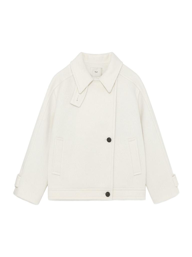 KIJUN Wool High Neck Half Coat Ivory