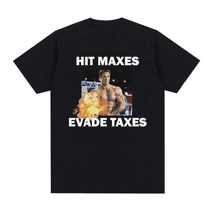 Hit Maxes Evade Taxes Meme T Shirt for Men Women Funny Raccoon Graphic T-shirts Men's Fashion Retro Oversized T-shirt Streetwear