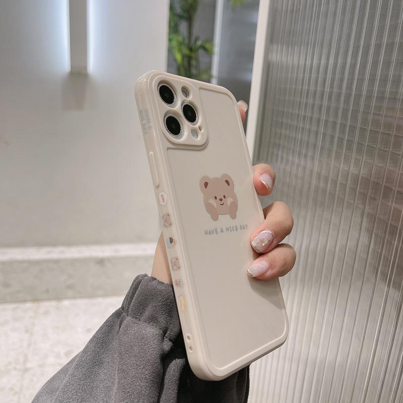 Боковой Медведь Яблоко 13 Все включено Чехол для мобильного телефона iPhone 15 XR Расписной 8p Мягкий клей 14pro Max Подходит для 11
