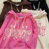 Толстовка с капюшоном, женский теплый спортивный топ с подкладкой, повседневный уютный топ с длинными рукавами и буквами