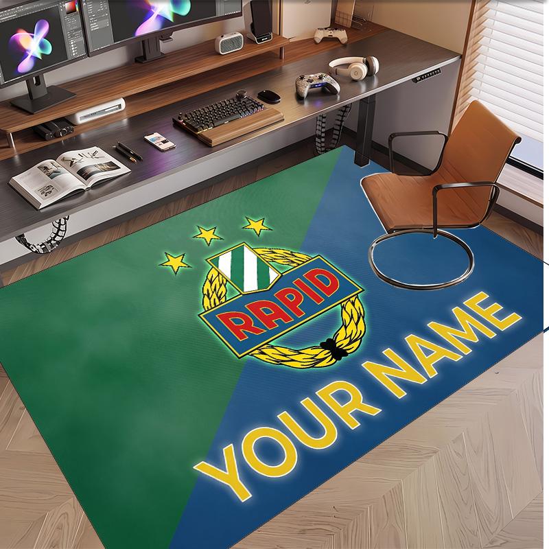 Personalized Crystal Velvet Carpet Rapid Wien FC Pattern Non Slip Floor Rug