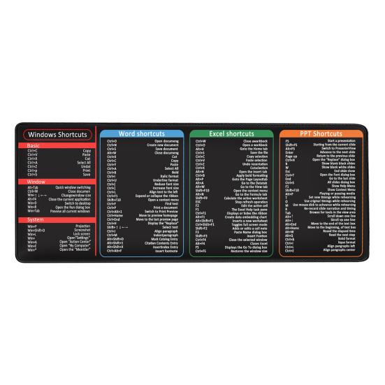 Коврик для мыши Большой коврик Износостойкий Шпаргалка Excel Настольный Гладкая поверхность Нескользящая основа