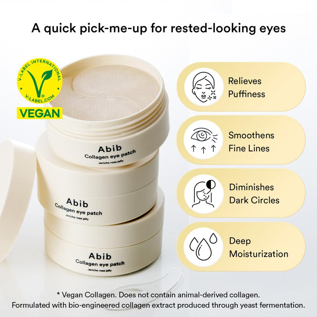Abib Vegan Collagen Eye Patch Jericho Rose Jelly Firming Under Eye Patches 90ml 60pcs