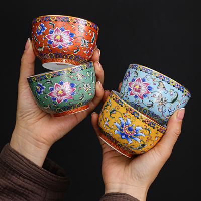 Эмалированная чашка мастера ручной работы Клуазоне с узором «Десять тысяч цветов» Керамическая чайная чашка в стиле Цзянь Чжань