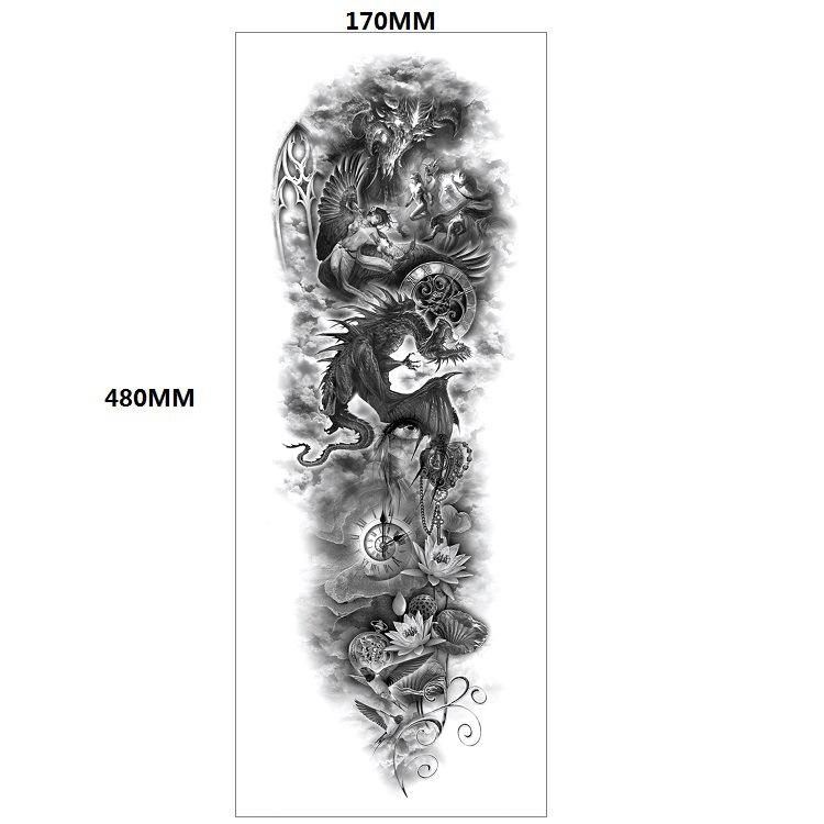 Водонепроницаемая татуировка на всю руку с изображением головы льва и тигра, большой узор, цветочная татуировка на руку, большой узор, переносимая водой, наклейка с ветром