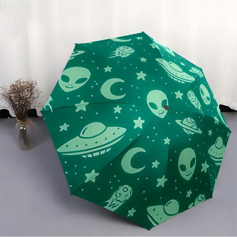 1pc Alien Space Automatic Open/close Folding Compact Umbrella, 8-Rib Sturdy Canopy, Lightweight Portable, Everyday Use, Gift,164