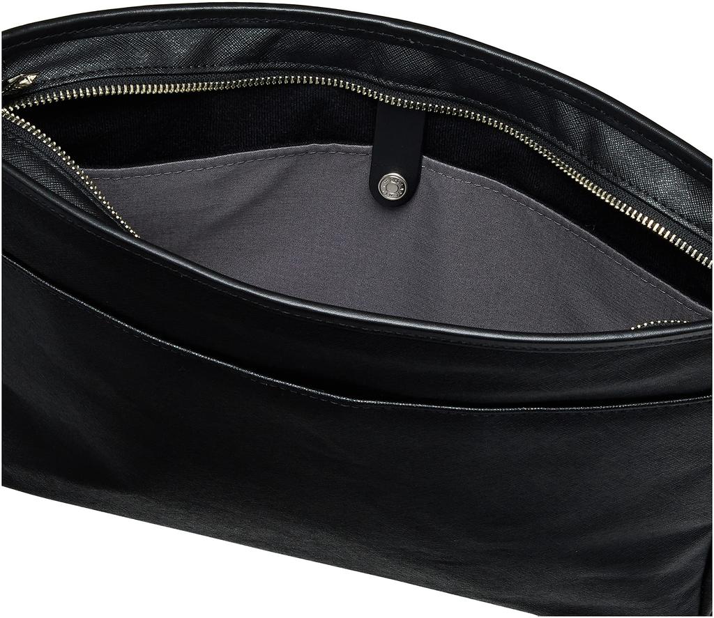 Ultima Tokyo Silvio Men's Sacoche Shoulder Bag, Cotton Canvas and Cowhide Leather, Water-Repellent, No. 59644, Black, H25 x W34 x D6cm