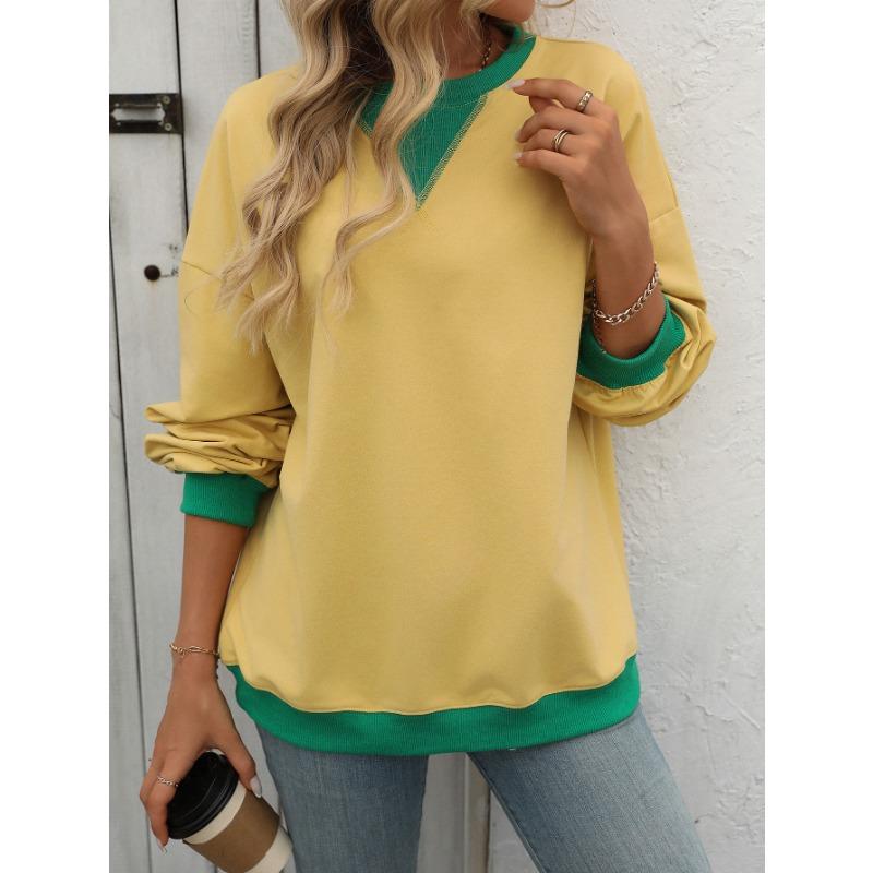 Осенне-зимняя женская однотонная свободная толстовка с круглым вырезом и вилкой