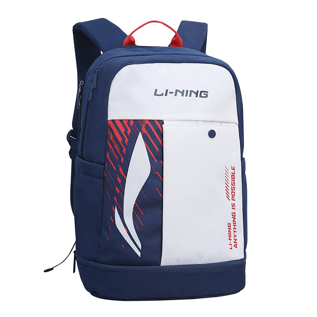 New LiNing Badminton Series Polyester Backpack Regular Unisex White & Blue ABSV133-3