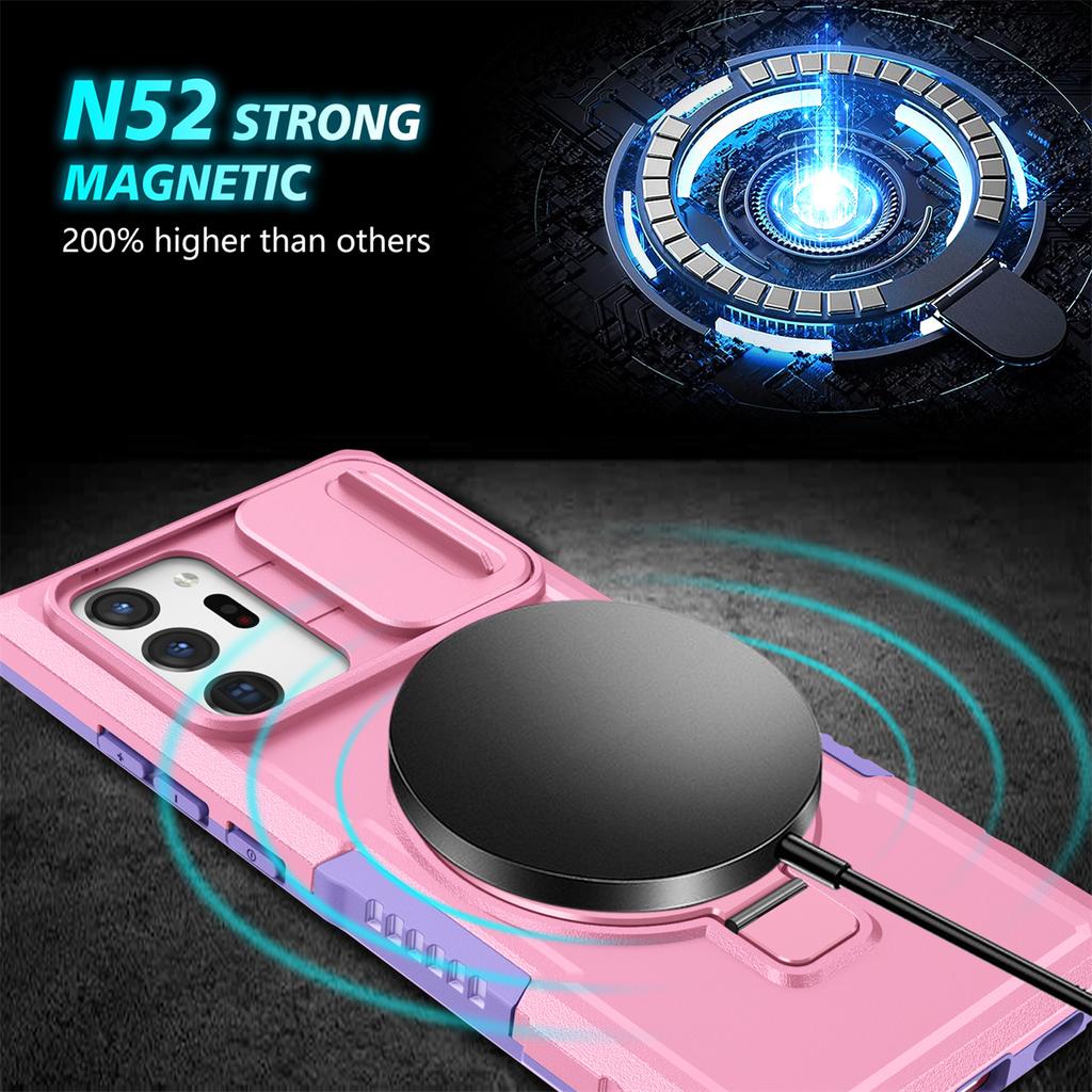 Магнитный чехол MagSafe с металлическим кольцом для Samsung Galaxy S24 S23 S22 S21 Plus PLUG Ultra Magnetic Ring Подставка для объектива камеры Push Pull Защитная крышка для камеры