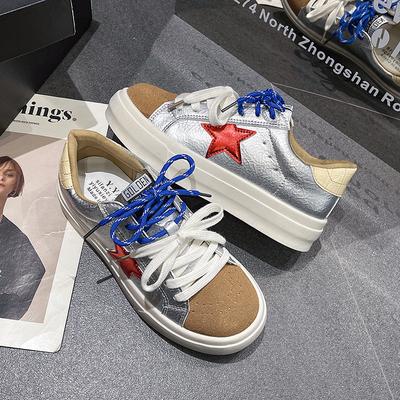 Туфли на толстой подошве с двойным ремешком Star Little White для женщин, весна 2025, новые универсальные, удобные и легкие туфли для спорта и отдыха на доске