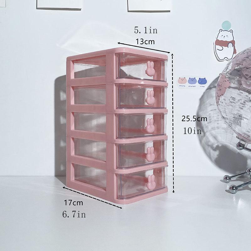 Clear Stacking Drawer Organizer - Multi-Tier PP Storage Box for Office/Beauty Products, Modular Desktop System (2-5 Layers)