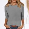 Women Casual T-shirt O-neck 3/4 Sleeve Pullover Tops Solid Color Slim Fit Tunic Tops Stretchy Tee Shirt Streetwear