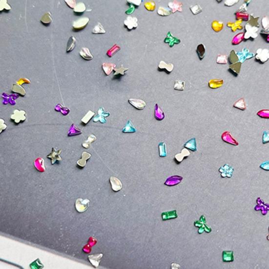 1000 шт./компл. акриловые стразы для дизайна ногтей, ассорти из мини-звезд, сердец, капель воды, цветов, геометрических форм, подвески для самостоятельного украшения ногтей, аксессуары