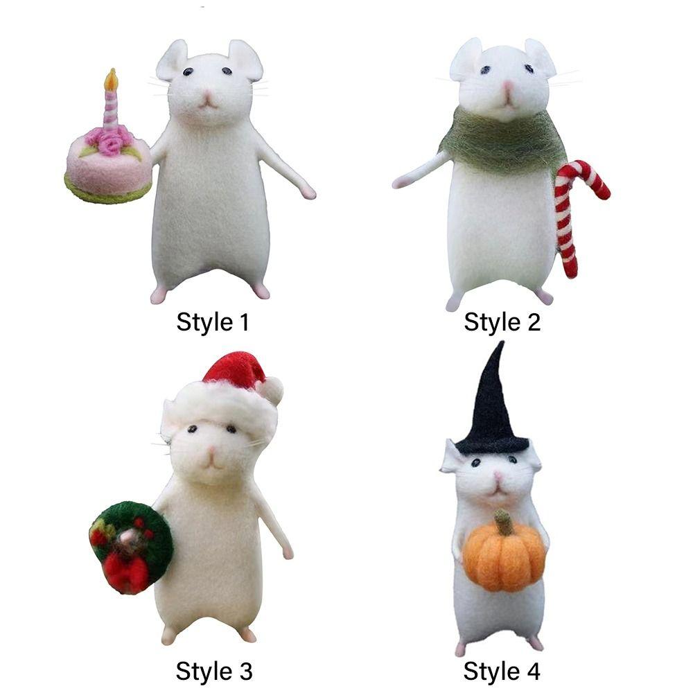 С тыквой Хэллоуин мышь ручной работы рождественский орнамент мышь прекрасный узор шерстяной войлочный мышь