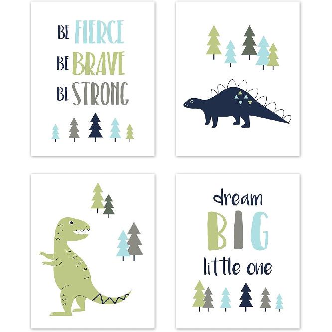 Sweet Jojo Designs Vintage Airplane Wall Art Prints Room Decor for Baby Nursery Kids - Set of 4 - Grey Yellow Orange Red White Blue Airplanes Air