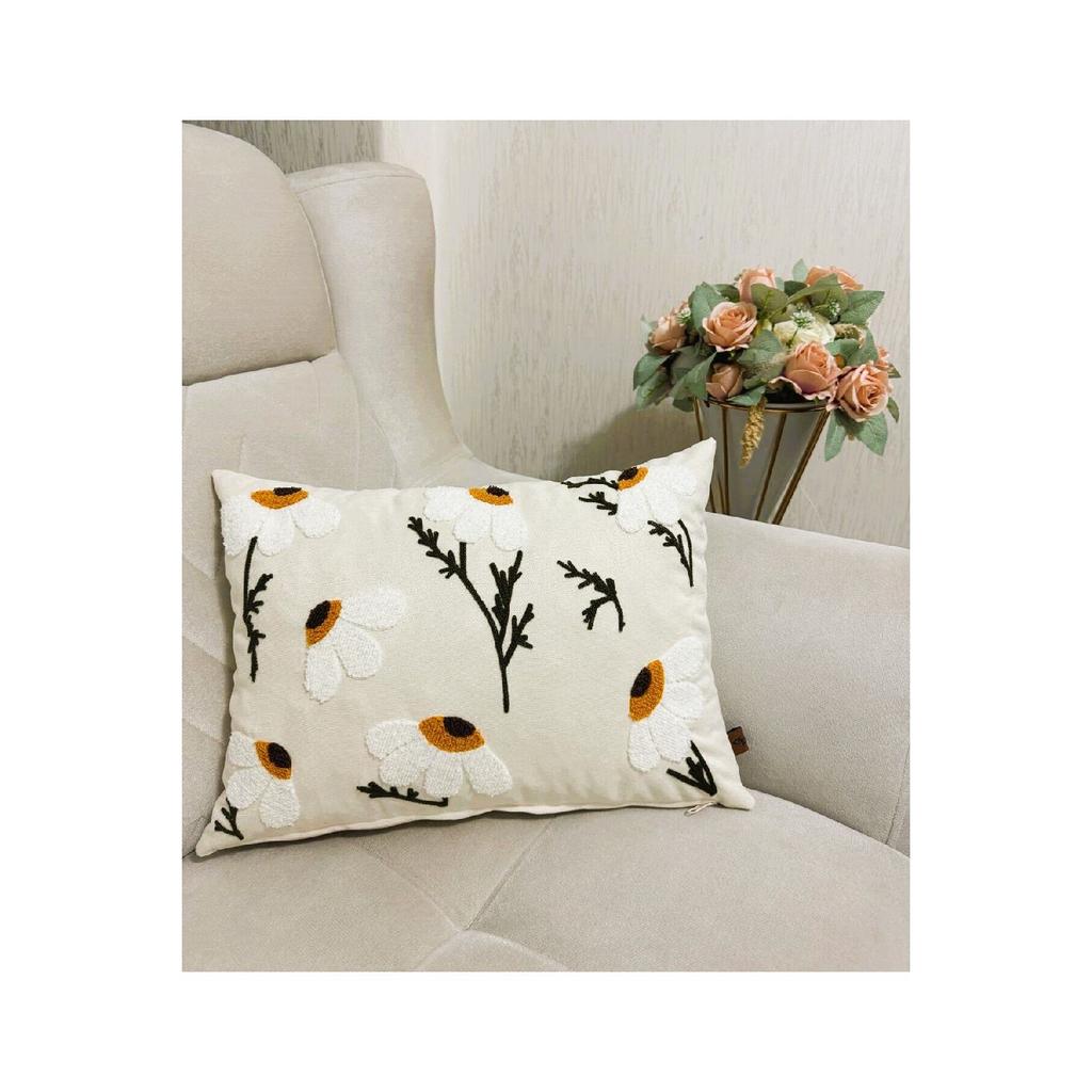 Льняная ткань 35*50 с рисунком ромашки, чехол для подушки с пуншем (ударить кулаком)