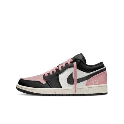 Air Jordan 1 Устойчивые к истиранию Низкие Скейтбордические кроссовки Унисекс Черный Белый Розовый 553560-081(Команда577-)