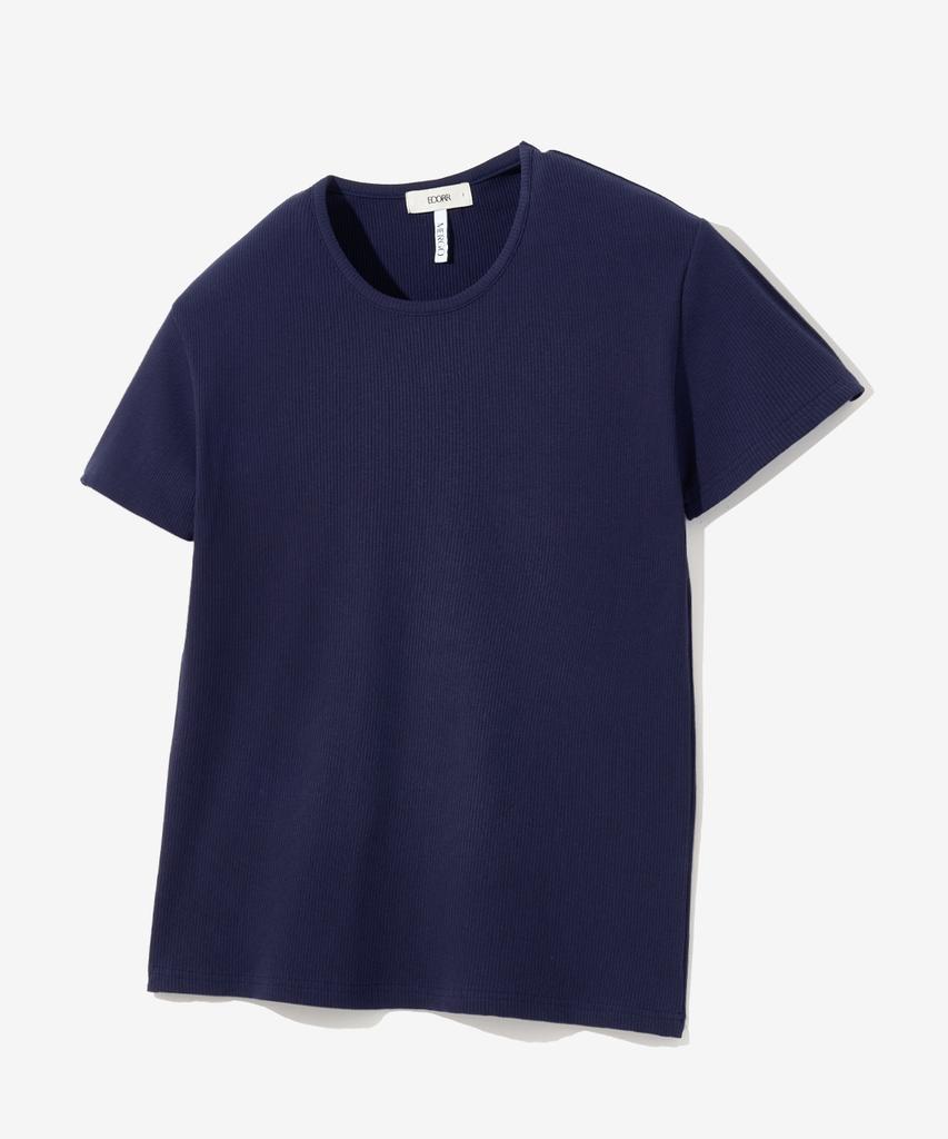 ECORR [Ecr X Mergo] Ribbed Round Neck Short Sleeve T-Shirt : 4 Colors