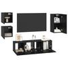5 Piece TV Cabinet Set Black Oak Effect Wood Based Material