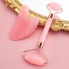 Rose Quartz Heart-Shaped Facial Massage Set with Dual-Head Roller & Board