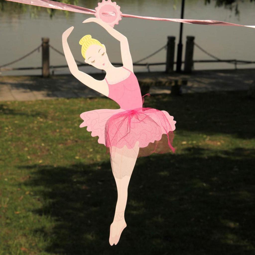 Lovely Dancing Ballet Girl Banner Hanging Bunting Kindergarten Party Decoration ADM