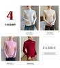 High-End Women's Cashmere Knit Lace Top - Long Sleeve, Half High Collar, Mesh Base Layer for Spring & Autumn