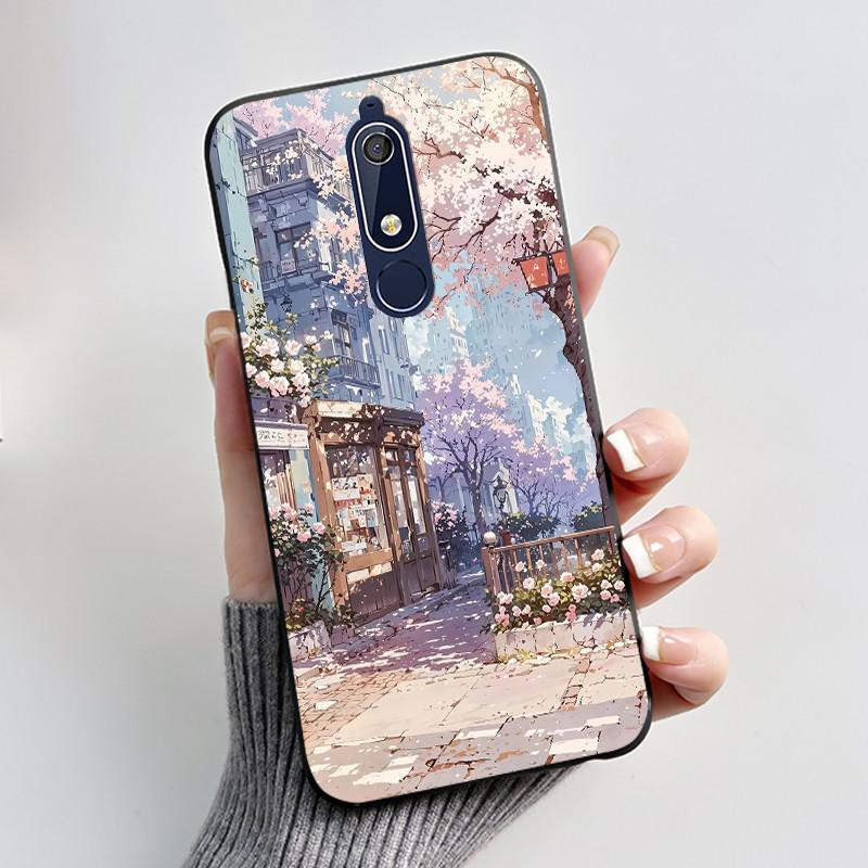 Чехол Для Nokia 5.1 6.1 Эстетичный Роскошный Милый Крутой Мальчики Девочки Мягкий силикон Чехол для телефона Задняя крышка Черный Матовый Защитный чехол