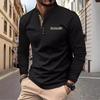Men's Spring and Autumn Men's Stand-up Collar Polo Shirt Casual Sports Long-sleeved Henley Shirt