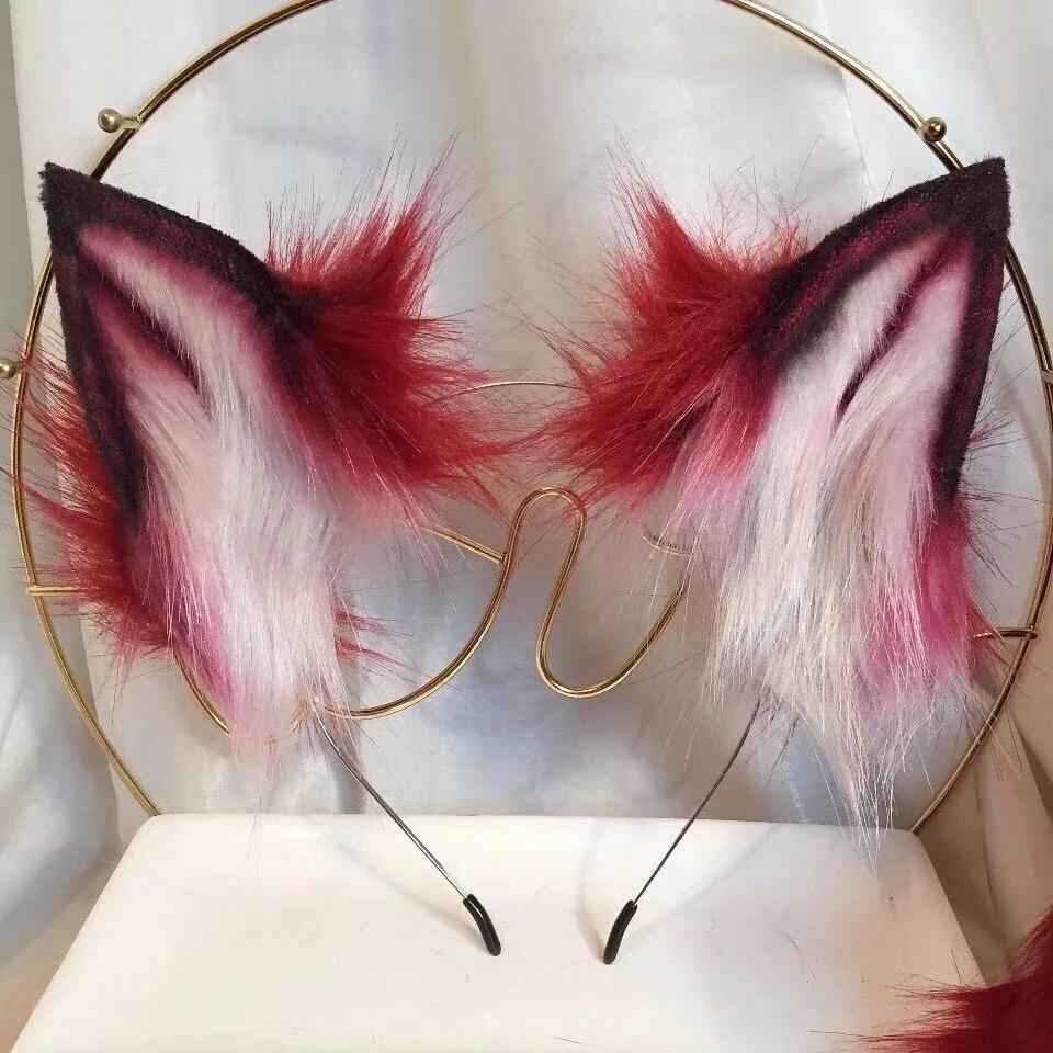 Новый Red Fox Anime Beast Ear Beast Tail Wolf Ear Cat Ear повязка на голову на заказ косплей Golden LOL Fox Ears плюшевые аксессуары для волос