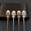 Lady Gold Silver Color Headwear Chinese Style Pearl Hairpin Hair Accessories Hair Clip Hair Sticks