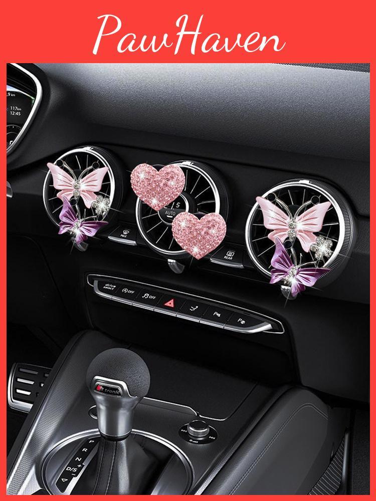 Элегантный розовый сердечко бабочка клипса-диффузор для духов на воздуховод автомобиля твердого типа срок годности 3 года