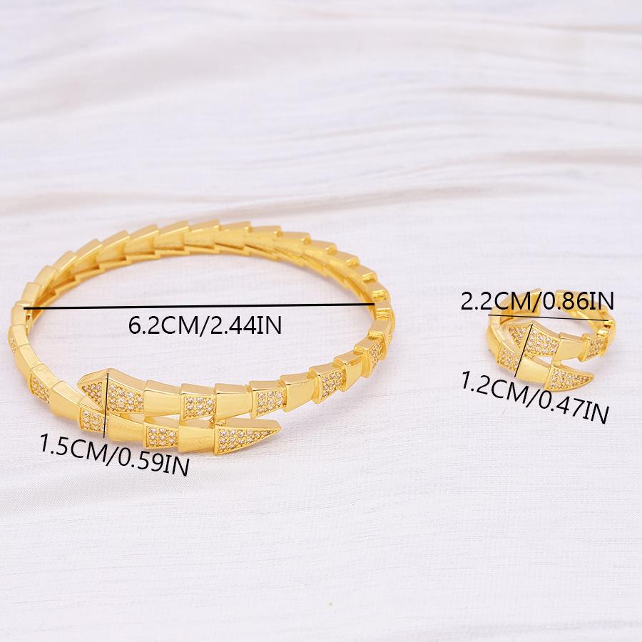 Набор браслетов и колец Дубай для женщин Индийская Африканская Леди Украшения Эфиопский Золотой Цвет Змея Манжета Браслеты Свадебные Украшения для Невесты Подарок
